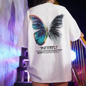 SHEIN “Butterfly” White Oversized T-shirt